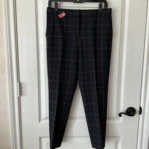 Theory Pants Womens 4 Black Wool Line Plaid Crop Slacks Slim Office Dressy